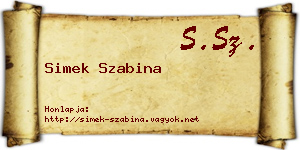Simek Szabina névjegykártya